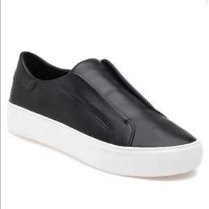 J/Slides Alara Leather Slip-On Platform Sneaker Black Size 8 90's Y2K
